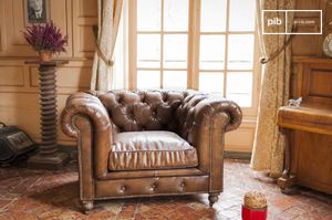 Fauteuil chesterfield en cuir fauve Saint Paul