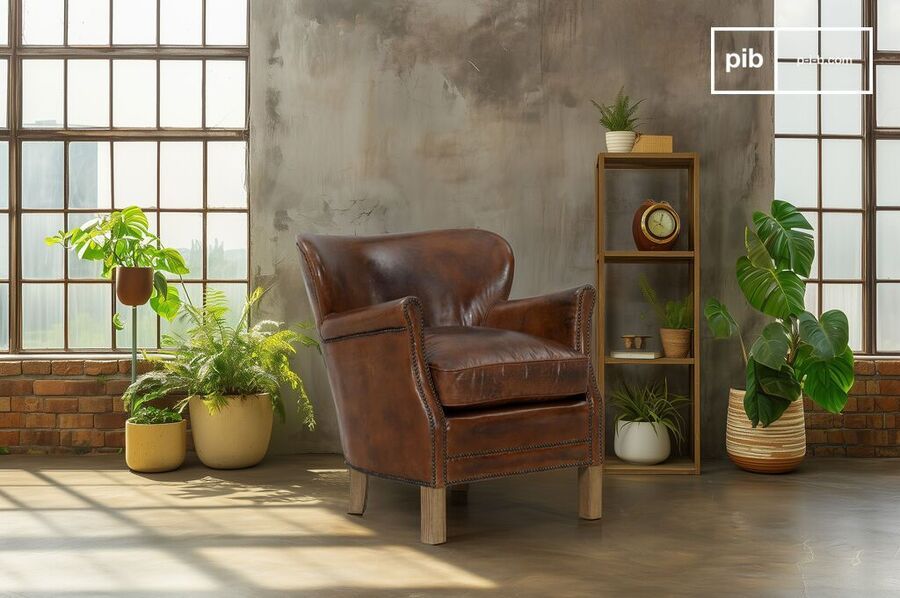 Fauteuil Club en cuir du professeur Turner détail1