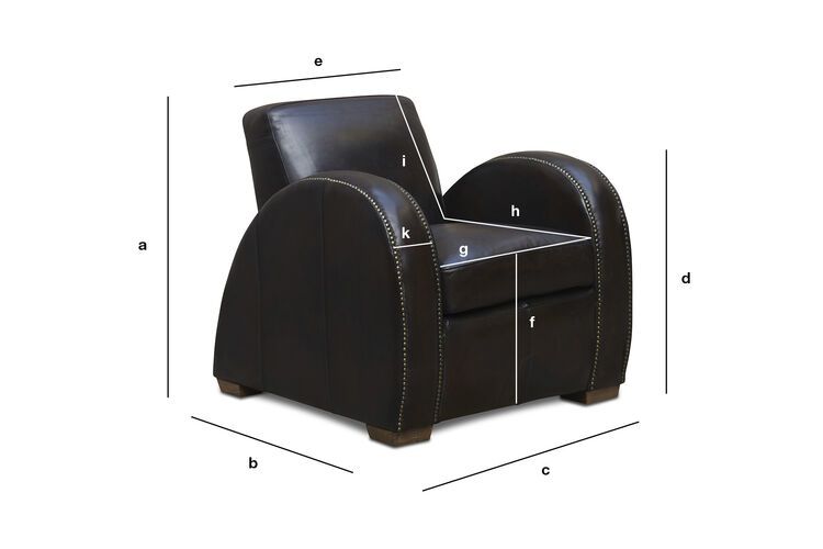 Dimensions du produit Fauteuil club Rockefeller Espresso