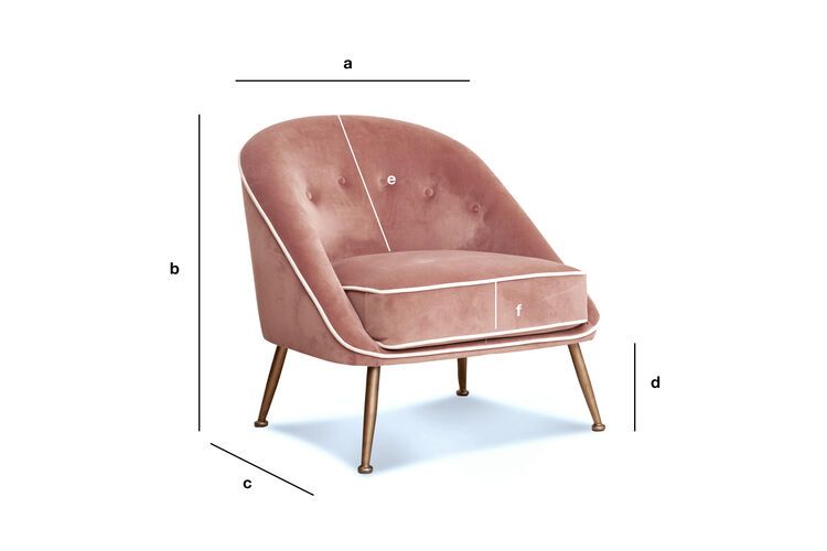 Dimensions du produit Fauteuil en velours rose  Barnolomeo