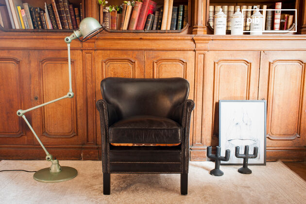 Fauteuil du professeur en cuir noir Turner