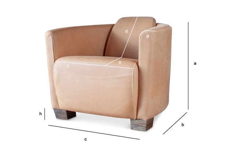 Dimensions du produit Fauteuil en cuir camel Red Baron