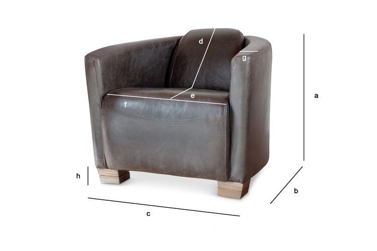 Dimensions du produit Fauteuil en cuir chocolat Red Baron