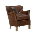 Fauteuil en cuir pleine fleur noisette