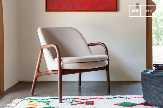 Fauteuil en frêne massif et bouclette écrue