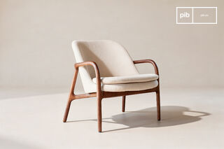 Fauteuil en frêne massif et bouclette écrue Nodia