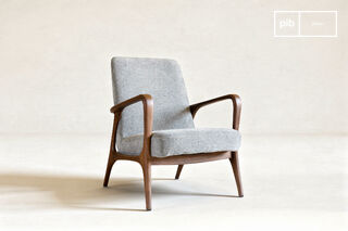Fauteuil en frêne massif foncé et tissu gris Eon