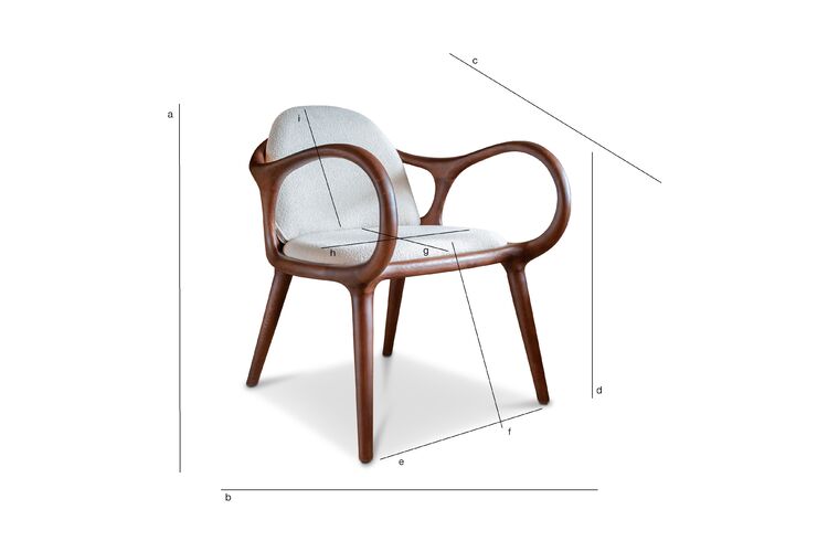 Dimensions du produit Fauteuil en frêne massif marron et tissu bouclé écru Onyx
