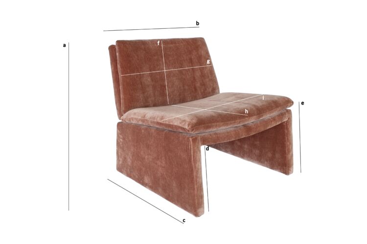 Dimensions du produit Fauteuil en tissu bouclé rose poudré Mono