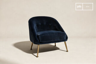 Fauteuil en velours bleu  Barnolomeo