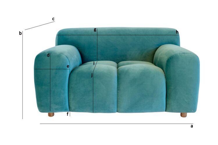 Dimensions du produit Fauteuil en velours bleu canard Atoll