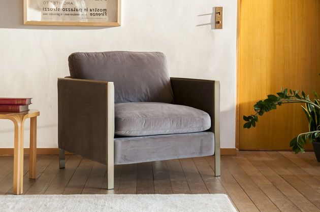 Fauteuil en velours gris Brompton