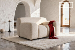 Fauteuil in crème stof Atoll