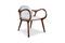 Miniatuur Bruine massief essen fauteuil met ecru bouclé stof Onyx Productfoto