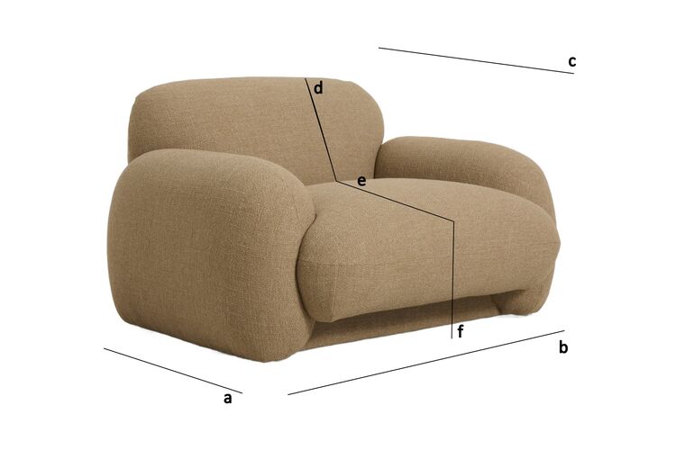 Dimensions du produit Fauteuil lounge en tissu texturé camel Yuma
