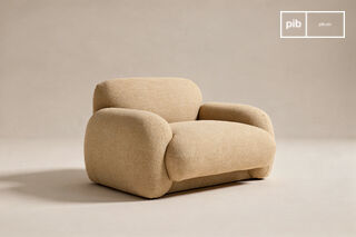 Fauteuil lounge en tissu texturé camel Yuma