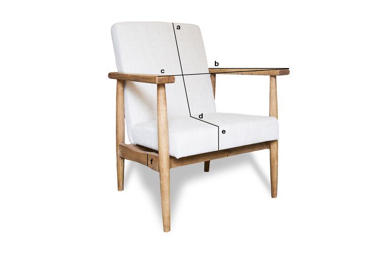Dimensions du produit Fauteuil rétro en bois massif Anglet