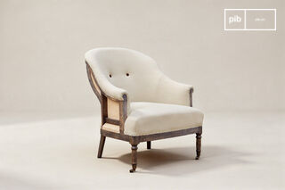 Fauteuil rond en lin et coton amande Léonie