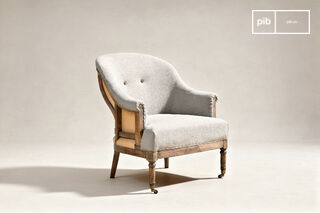 Fauteuil rond en lin et coton gris Léonie