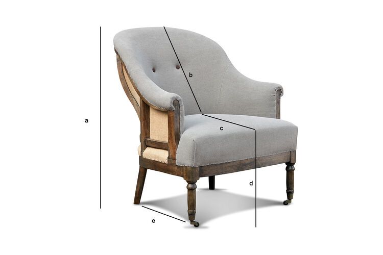 Dimensions du produit Fauteuil rond en lin et coton gris Léonie