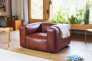 Fauteuil van mahonie leer Krieger