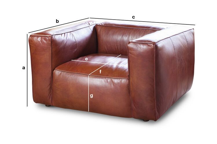 Productafmetingen Fauteuil van mahonie leer Krieger