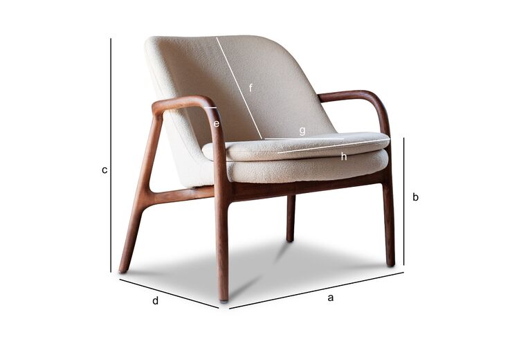 Productafmetingen Fauteuil van massief essenhout met ecru bouclé Nodia