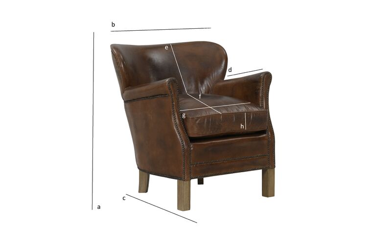 Productafmetingen Fauteuil van volnerf leer in hazelnootkleur Neoturner