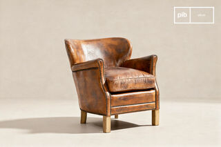 Fauteuil van volnerf leer in hazelnootkleur Neoturner