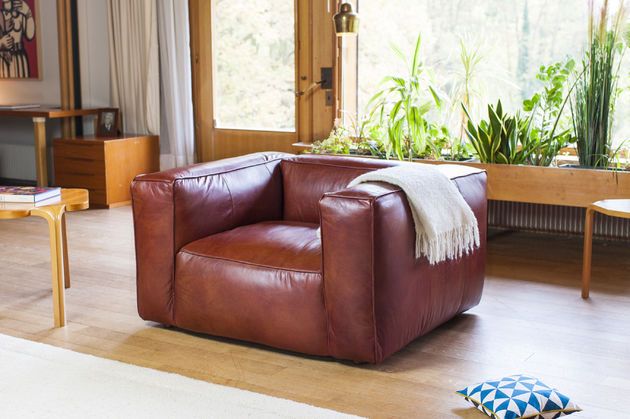 Fauteuil en cuir acajou Krieger