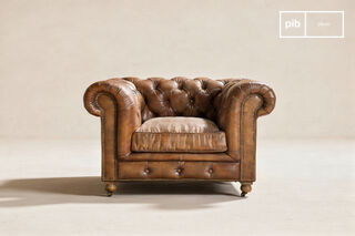 Fawn leather chesterfield armchair Saint Paul