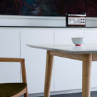 Splendid base in light solid rubber wood.