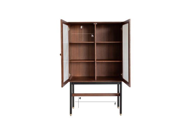 Product Dimensions Fluted glass and walnut display case Velina