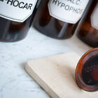 Glass vials and glass stoppers.