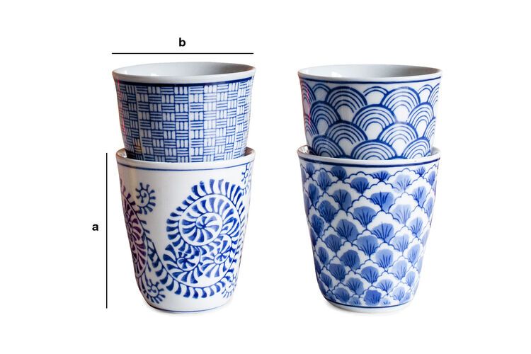 Product Dimensions Four Blue Lagoon Porcelain Cups