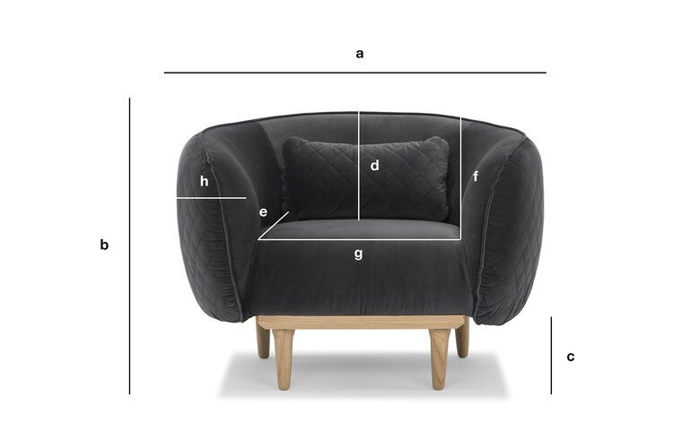 Productafmetingen Ronde grijze fluwelen fauteuil Olson