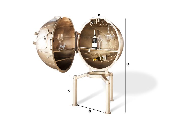 Produktdimensionen Globusbar Jules Vernes