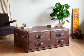 Brown leather coffee table Goldfield