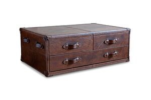 Brown leather coffee table Goldfield