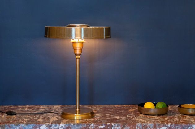 Vergulde messing tafellamp Amber
