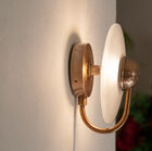 The arm supports a slightly tapered sandblasted glass shade