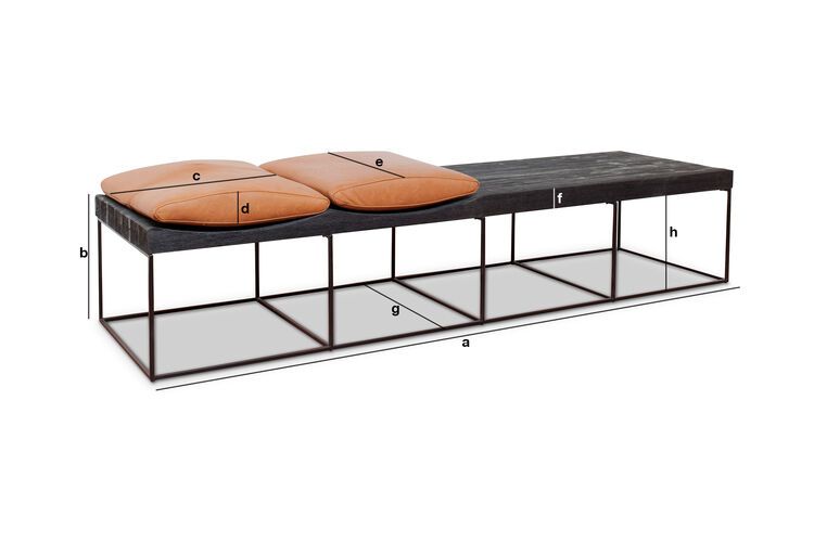 Dimensions du produit Grand banc scandinave noir Klitten