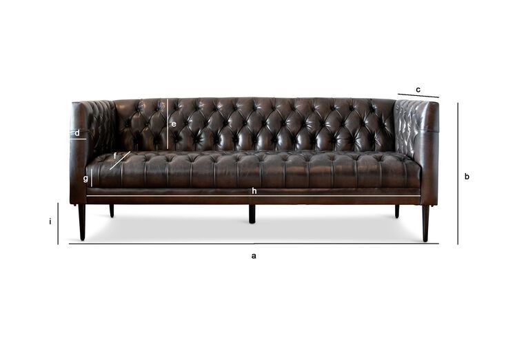 Dimensions du produit Grand canapé chesterfield en cuir  Lopigna