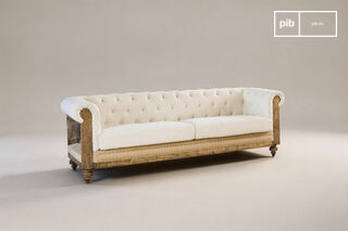 Grand canapé chesterfield lin et coton écru Montaigu