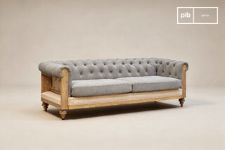 Grand canapé chesterfield lin et coton gris Montaigu