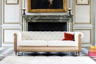 Grand canapé chesterfield lin et coton écru Montaigu