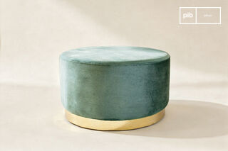 Grand pouf en laiton et velours  Dallas