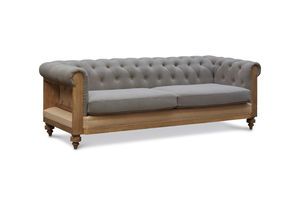 Divano Chesterfield in lino e cotone grigio Montaigu