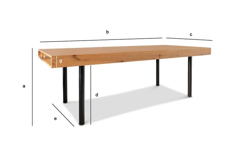 Dimensions du produit Grande table de repas en bois clair Avesta