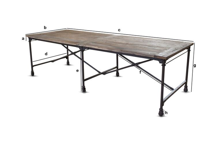 Dimensions du produit Grande table de tapissier en orme recyclé Windsor